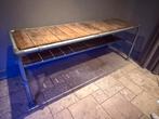 Industrieel Bureau, computer tafel van steigerbuis, planken, Ophalen, 200 cm of meer, Zo goed als nieuw, Metaal