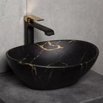 Waskom keramisch zwart/goud marmer, Minder dan 50 cm, Nieuw, Ophalen of Verzenden, Minder dan 25 cm