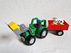 Duplo tractor met voorlader en kiepkar, Ophalen of Verzenden, Gebruikt, Duplo