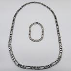 Zilveren figaro ketting en armband, Ophalen of Verzenden, Zo goed als nieuw, Zilver, Zilver