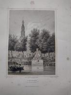 A 048 / Leiden de Zeevischmarkt staalgravure 1860, Ophalen of Verzenden