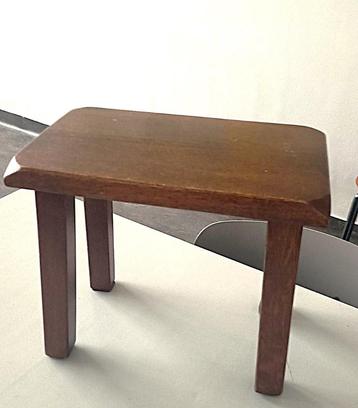 vintage bijzettafel plantentafel donker eiken brutalisme 
