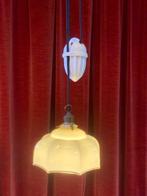 Antieke Pendellamp - Opaline kap - doorsnee 23 cm, Ophalen of Verzenden, Gebruikt, Antiek