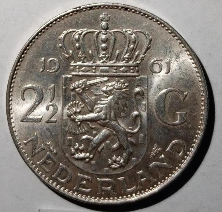 Rijksdaalder 2,5 gulden 1961 FDC-, Postzegels en Munten, Munten | Nederland, Losse munt, 2½ gulden, Koningin Juliana, Zilver, Ophalen of Verzenden