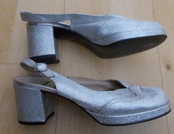 Echte vintage zilveren aparte schoenen met lage hak! 39 beschikbaar voor biedingen