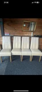 4 stolen begie leer, Huis en Inrichting, Stoelen, Ophalen, Zo goed als nieuw, Vijf, Zes of meer stoelen
