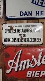 Emaille reclamebord  sociale voorzorg te koop/ruil, Ophalen of Verzenden