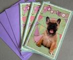 Setje van 3 super leuke uitnodigingen Bulldog !, Ophalen of Verzenden, Nieuw, Overige typen, Verjaardag