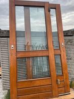 Houten buitendeuren met draadglas, Doe-het-zelf en Verbouw, Deuren en Horren, Ophalen, Gebruikt, 80 tot 100 cm, Buitendeur