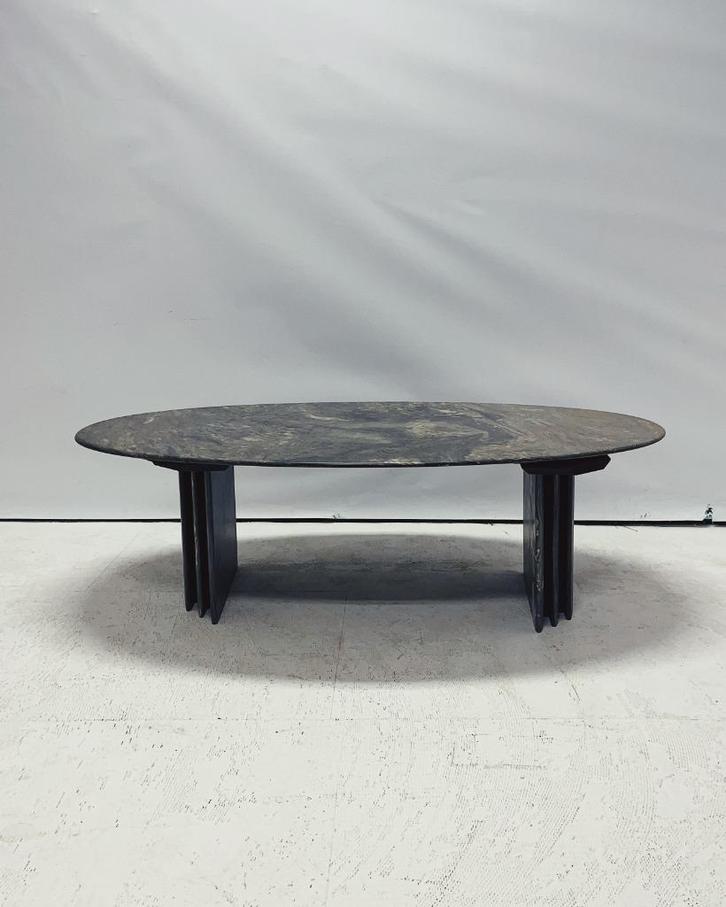 Salontafel Marmer Ovaal, Huis en Inrichting, Tafels | Salontafels, Gebruikt, Minder dan 50 cm, 100 tot 150 cm, 50 tot 100 cm, Ovaal