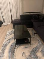 Zwarte Salon Tafel met Glas, Gebruikt, 100 tot 150 cm, Glas, Minder dan 50 cm