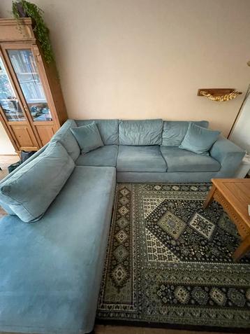 Blauwe / Turquoise Grote Hoekbank beschikbaar voor biedingen