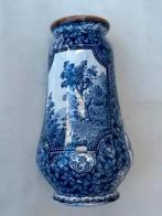 Vintage blauw-witte vaas – Delfts/bladerpatroon – ca. 20 cm, Ophalen of Verzenden