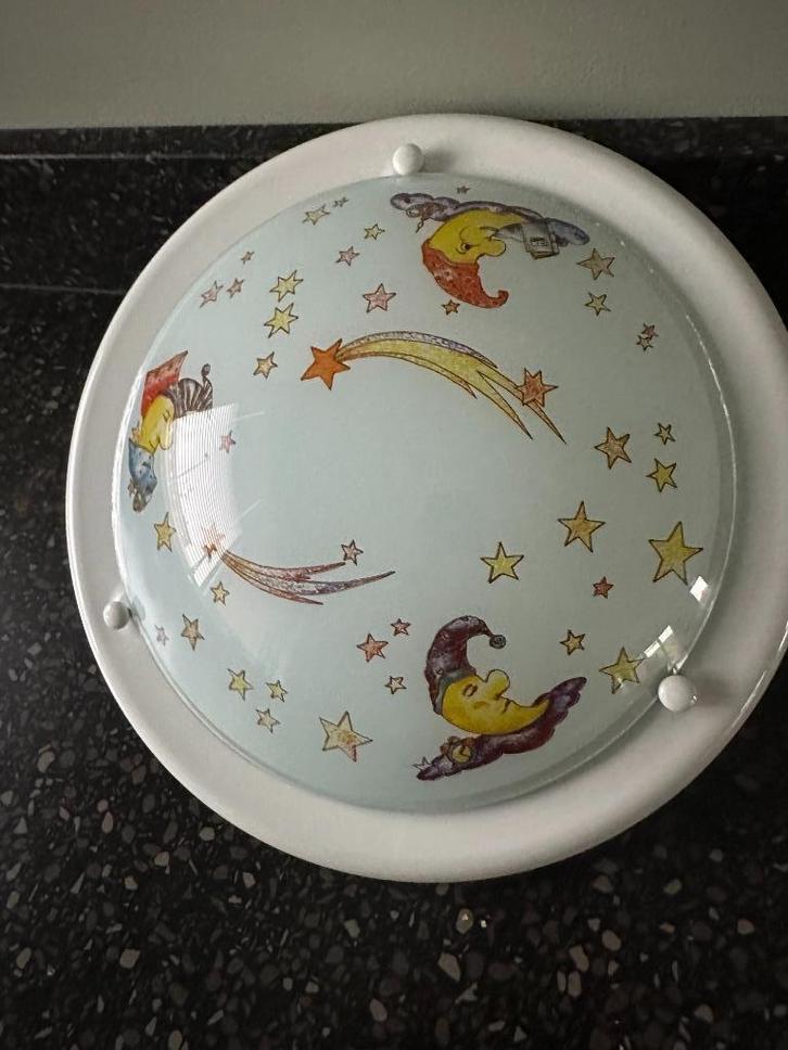 Mooi lamp met glazen kap. Kinder lamp., Huis en Inrichting, Lampen | Plafondlampen, Gebruikt, Glas, Metaal, Ophalen of Verzenden