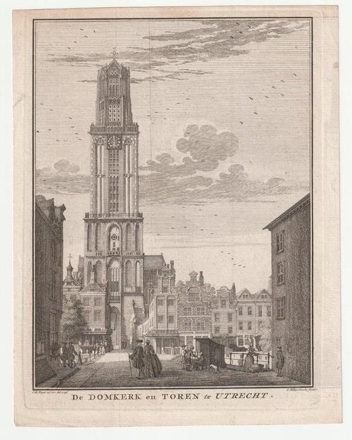 De Domkerk en toren te Utrecht C. Philips Jacobs 1757, Antiek en Kunst, Kunst | Etsen en Gravures, Verzenden