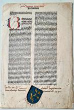 Incunabula - 15e eeuws blad met manuscript uit 1492 ...., Antiek en Kunst, Antiek | Boeken en Bijbels, Verzenden