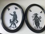 Borduurwerk in ovalen kader, Antiek en Kunst, Ophalen of Verzenden