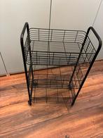 Zwarte trolley karretje  draadmandjes 3 hoog op wieltjes, Huis en Inrichting, Ophalen, Met wielen, Zo goed als nieuw