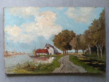 H Kiehl - landschap aan een vaart - 1920 beschikbaar voor biedingen