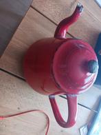 Rood emaille theepot met gouden bies, Ophalen of Verzenden