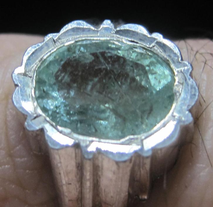 Smaragd 3,80 karaat %100 natuurlijk, Sieraden, Tassen en Uiterlijk, Ringen, Zo goed als nieuw, Dame, 18 tot 19, Groen, Zilver