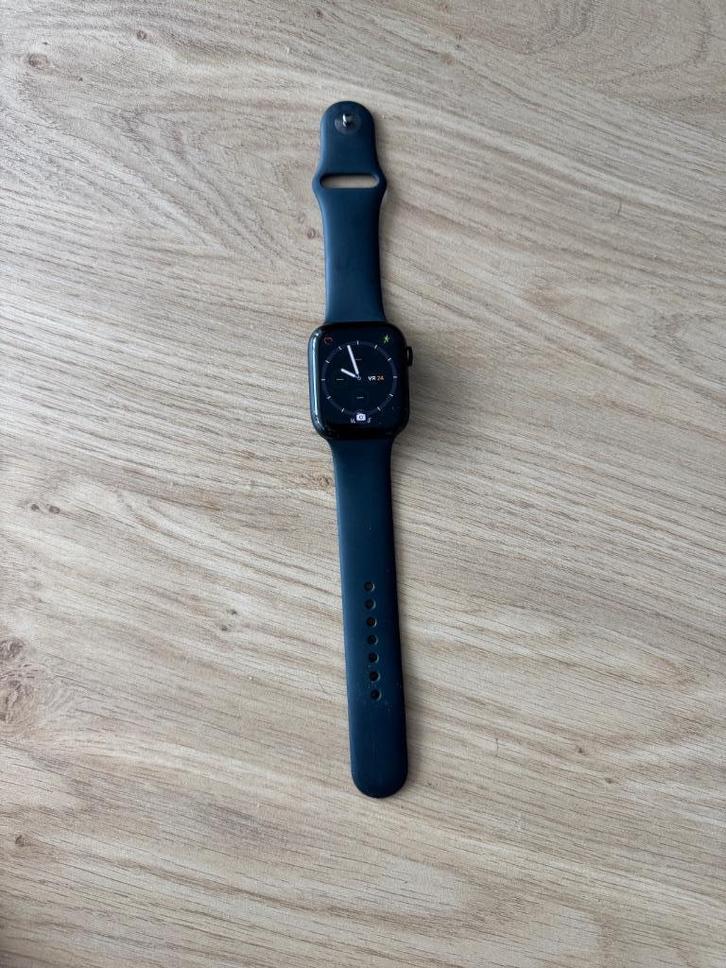 Apple Watch Series 7 Midnight Black 45 mm, Sieraden, Tassen en Uiterlijk, Smartwatches, Zo goed als nieuw, iOS, Zwart, Afstand