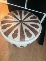 Retro Ronde poef / voetenbank/ opbergruimte, Ophalen, Gebruikt, Rond, Leer