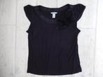 * H&M vintage zwarte top met bloem corsage maat M/L *, Kleding | Dames, Tops, Maat 38/40 (M), H&M, Zwart, Ophalen of Verzenden