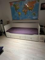 Ruime slaapbank met opbergladen, Ophalen, Wit, Tweepersoons, Zo goed als nieuw