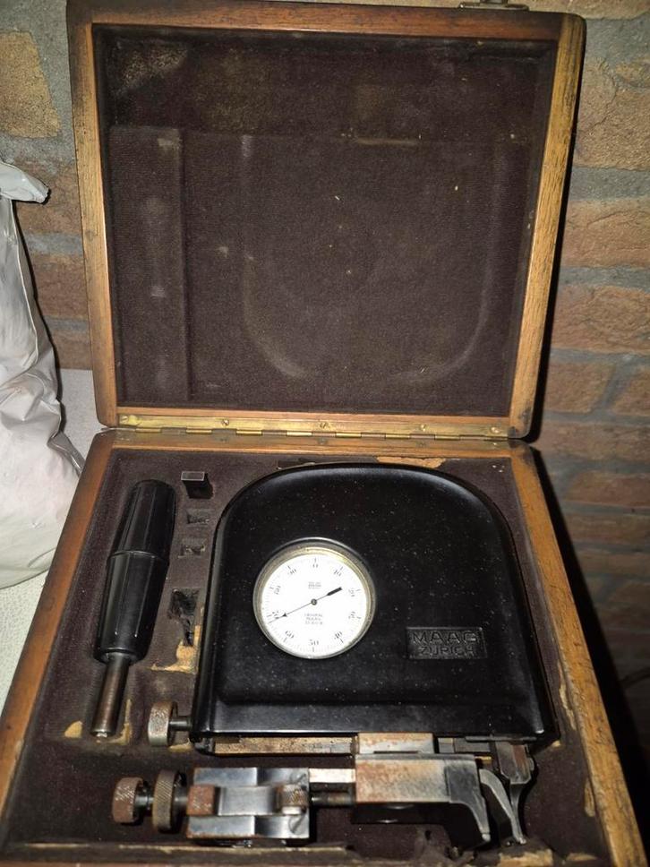 Maag Tandwielsteekmeter in houten kist, Antiek en Kunst, Antiek | Gereedschap en Instrumenten, Ophalen of Verzenden