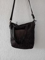 Bag2Bag donkergroen/bruine ruime leren schoudertas, Overige merken, Gebruikt, Ophalen of Verzenden, Leer
