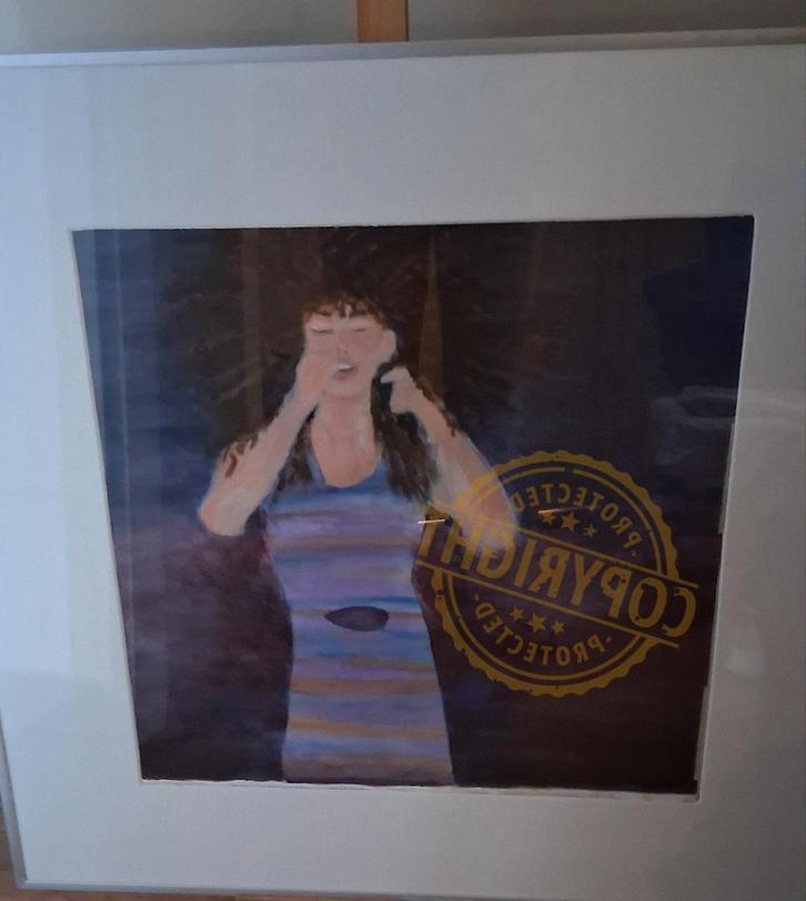 zee vrouw badend in zee -  Aquarel Gesigneerd & Uniek, Huis en Inrichting, Woonaccessoires | Schilderijen, Tekeningen en Foto's