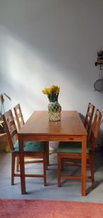 Eettafel en 4 stoelen (IKEA JOKKMOKK), 50 tot 100 cm, 100 tot 150 cm, Grenenhout, Gebruikt