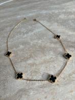 Elegante gouden ketting met zwarte klaver motieven, Verzenden, Zwart, Nieuw, Overige materialen