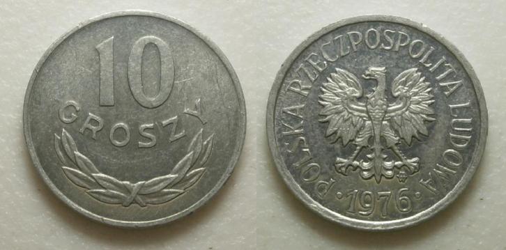 PD31277 Polen 10 Groszy 1976, Postzegels en Munten, Munten | Europa | Niet-Euromunten, Losse munt, Polen, Ophalen of Verzenden