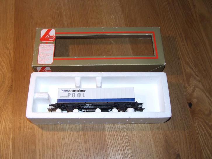 Lima container draagwagon, Hobby en Vrije tijd, Modeltreinen | H0, Gebruikt, Wagon, Gelijkstroom, Lima, Ophalen of Verzenden