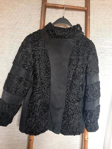 Vintage astrakan/suède jas  beschikbaar voor biedingen