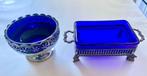decoratieve schaaltjes met blauw glas, Antiek en Kunst, Ophalen of Verzenden