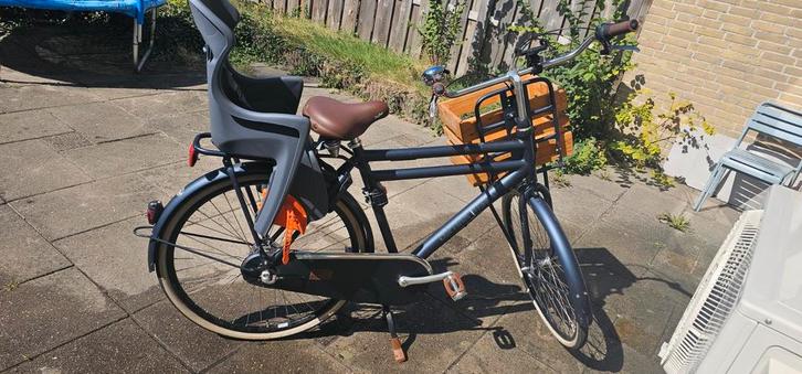 Cortina Heren Transportfiets met Krat & Kinderzitje, Fietsen en Brommers, Fietsen | Dames | Damesfietsen, Gebruikt, Overige merken