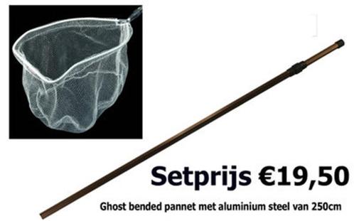 Ghost bended pannet met een steel van 250cm in set - nieuw, Watersport en Boten, Hengelsport | Algemeen, Nieuw, Net of Fuik, Ophalen