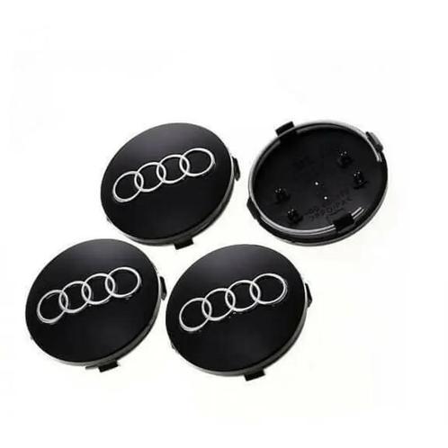 Audi naafdoppen zwart zilver 60 mm 4 stuks nieuw, Auto diversen, Wieldoppen, Nieuw, Verzenden