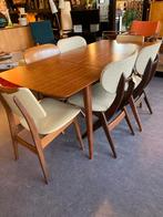 Vintage elegante teakhouten uitklapbare eettafel, Ophalen, Teakhout, 50 tot 100 cm, Zo goed als nieuw