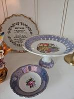 2 vintage porselein schalen parelmoer lila set, Huis en Inrichting, Ophalen of Verzenden