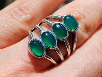 Vanoli 925 zilveren ring met groene agaat maat 17 beschikbaar voor biedingen
