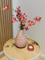 Leuk roze vaasje vaas met zijden nep kunst bloemen, Huis en Inrichting, Overige kleuren, Nieuw, Ophalen of Verzenden, Glas