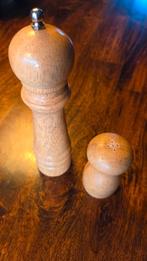 Blankhouten pepermolen 20 cm met bijpassend zoutvaatje, Ophalen of Verzenden