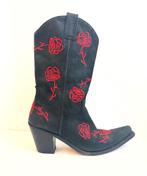 Sancho 42 zwarte boots rode rozen, Kleding | Dames, Schoenen, Ophalen of Verzenden, Zo goed als nieuw, Zwart