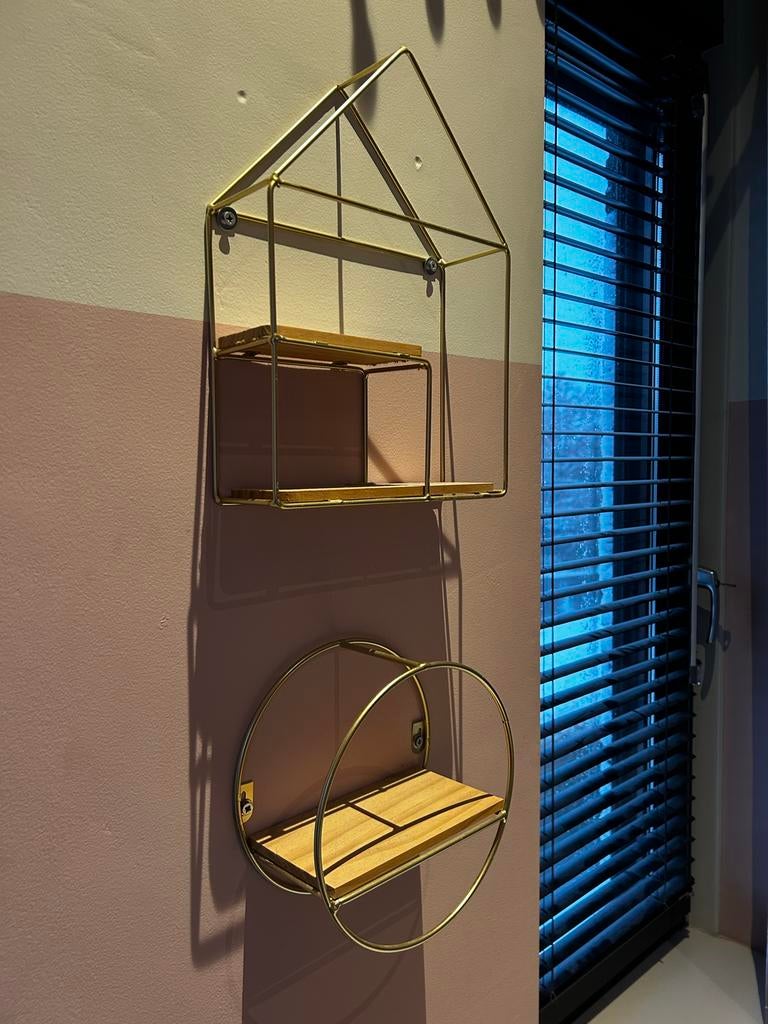 4 Gouden Wanddecoratie Plankjes/Rekjes, Huis en Inrichting, Ophalen, Zo goed als nieuw
