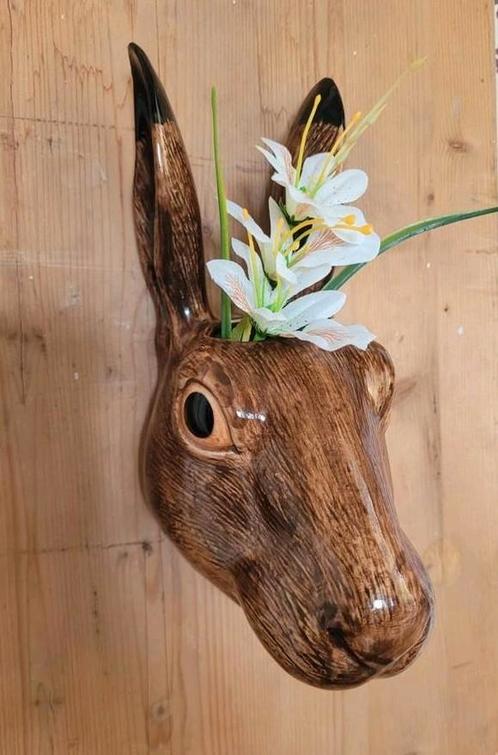Aardewerk Haas Vaas Wanddecoratie / hazenkop, Huis en Inrichting, Woonaccessoires | Vazen, Gebruikt, Overige kleuren, Minder dan 50 cm