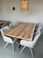 Boomstam tafel eiken rechthoek met boomkanten, Ophalen, 200 cm of meer, 50 tot 100 cm, Zo goed als nieuw